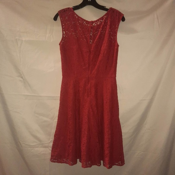 WHBM Rusty Orange sleeveless Lace fit and flare dress 4 - Picture 2 of 5